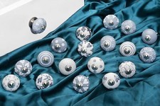 Assorted Grey  white Ceramic Knobs Handpainted Kitchen Cabinet Drawer Pulls