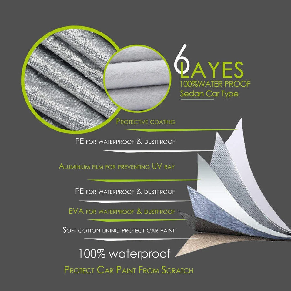 Cubierta de coche 6 capas interior exterior sol capas impermeables para Alfa Romeo Giulia Foto 3 de 4