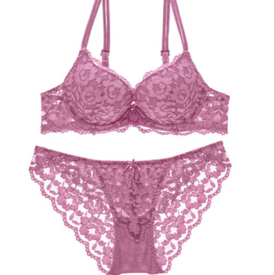 Stickerei Tief V Gepolstert Extrem Push Up BH Höschen Sets Sexy's Spitze Dessous Set