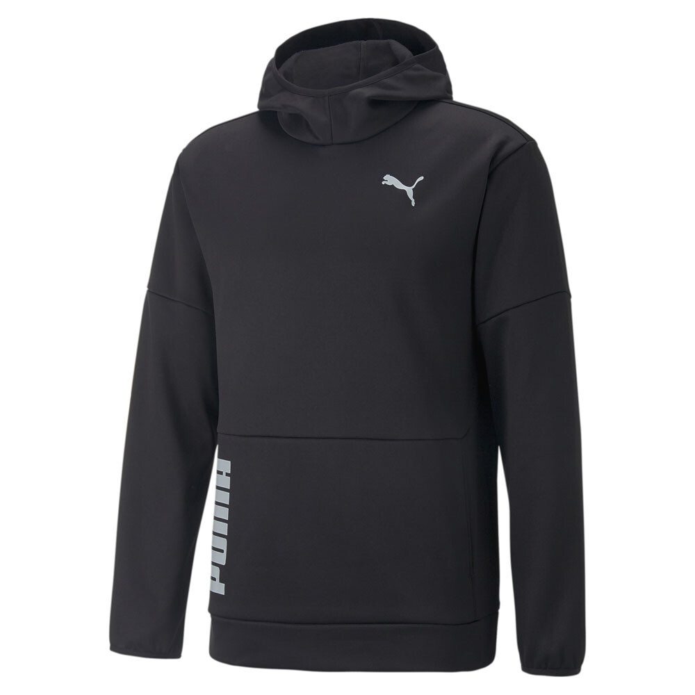 Puma Train All Day Pwrfleece пуловер с капюшоном Мужская черная повседневная верхняя одежда 5223400