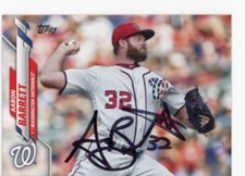 SIGNED BASEBALL CARD AUTO TOPPS 2020 WASHINGTON NATIONALS AARON BARRETT #670