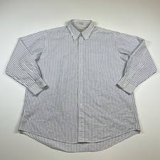 L.L. Bean Shirt Men 18-32 Blue White Stripe Button Down USA Made See Description