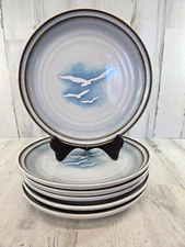 Noritake Wayfarer Seagulls 6 Dinner Plates 8626 Made in Japan Beach Nautical
