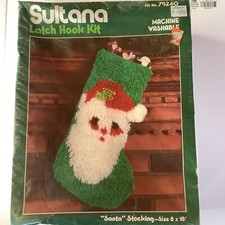Sultana Latch Hook Kit Santa Stocking 8x18  79240 SEALED DAMAGED BOX- BX3