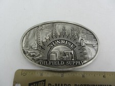 Vintage 1985 Limited Sunrise Oilfield Supply Trucking Rigs Belt Buckle