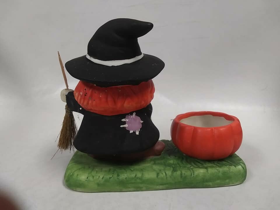 Vintage Halloween Ceramic Witch Cauldron Candle Holder Hand Painted 5" Tall eBay