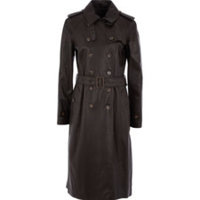 Bruno Magli Argelia Leather Belted Trench Coat - Brown - It 44/uk 12 - £1800