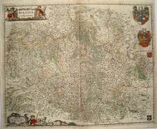 Hessen Kassel Frankenberg Fulda Biedenkopf   alte Kupferstich Landkarte um 1640