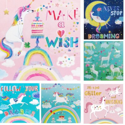 Mila Marquis*Postkarte 14x14 Einhorn / Einhörner Geburtstag Wünsche*Grußkarte