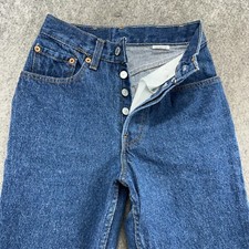 VTG Levis 501 Jean Womens 24x30 Blue Dark Wash Button Fly High Rise USA 80s