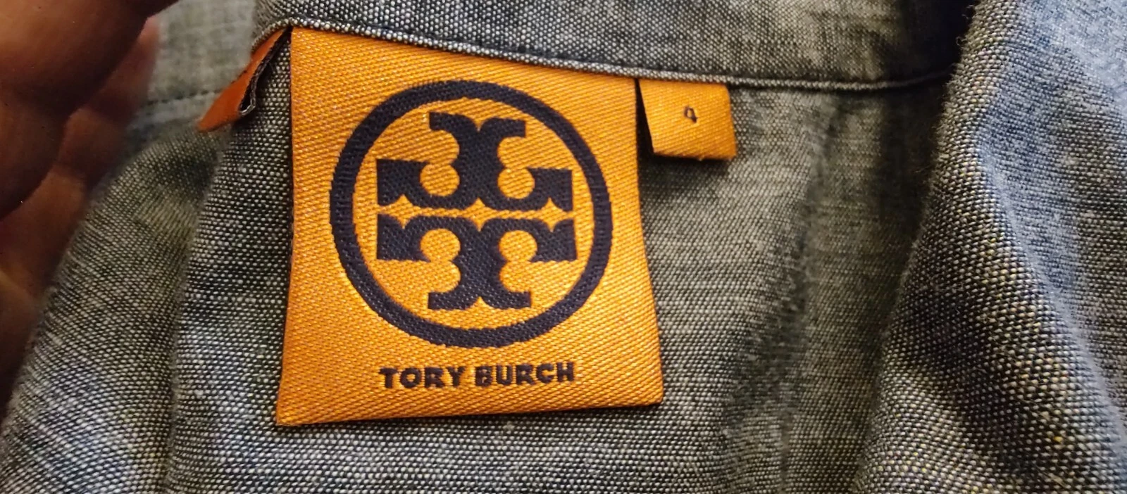 ABITO CAMICIA DENIM 100% COTONE "TORY BURCH" Pullover chiusura a scatto maniche ad aletta
