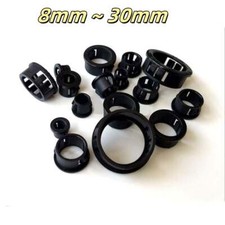 8mm ~ 30mm Black Round Grommet Plastic Plug Bungs Cable Wiring Protect Bushes