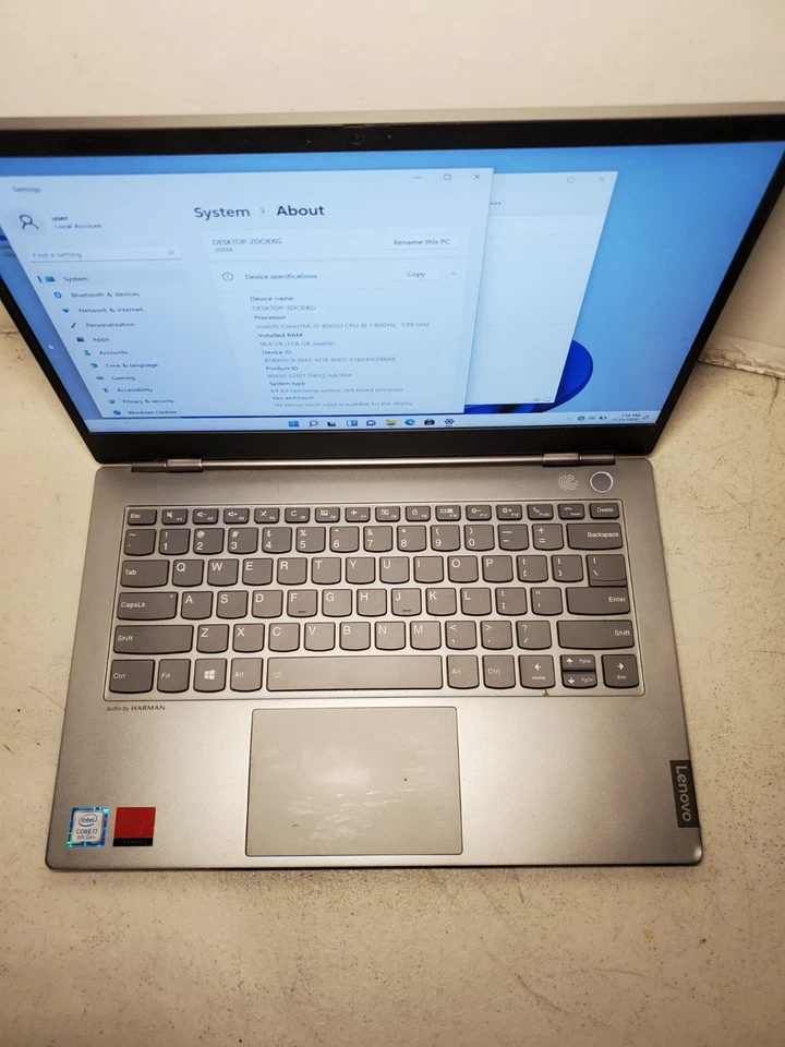 Portátil Lenovo ThinkBook 14s-IWL 14" i7-8565U 16GB RAM 512GB SSD Win11 LEER #69 Foto 3 de 4