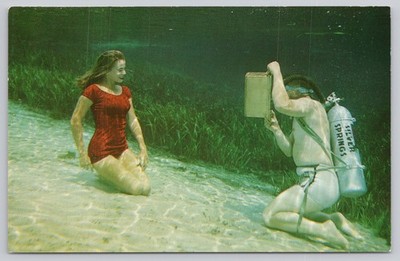 Silver Springs Florida Underwater Betty Frazee Diver Natural Color Postcard