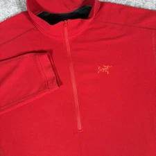 Arcteryx Pullover Men’s XL Red 1/4 Zip Long Sleeve Polartec Waffle Grid Fleece