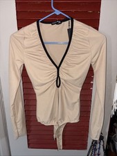 Fashion Nova Aelita Keyhole Long Sleeve Ribbed Bodysuit Womens Size Small NEW