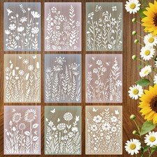 Jaloro 9 Pcs Large Wildflower Wall 11.02 inches x 14.57 inches, white