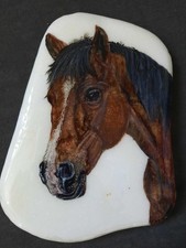 bemalter stein handbemalt Pferd Brauner Aquarell  Geschenk Unikat Dekoration