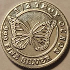 1/2 oz .999 Fine Silver Round Monarch Precious Metals Butterfly Design