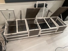 Petscosset Tortoise Habitat On Wheels, Wooden Tortoise Enclosure with Tray, Gray