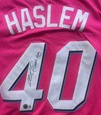 Udonis Haslem Signed Autographed Miami Heat Pink Vice Jersey Beckett COA