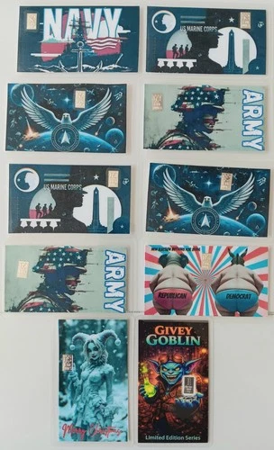 Amry, Navy, Space Force, Marines Cards with .999 Fine Silver 10 Gr. Total