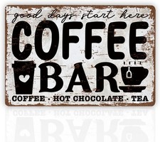 Vintage Coffee Bar Kitchen Cafe Corner Tin Metal Signs Home D cor 8x12