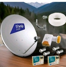 KIT 2 DECODER HD TIVÙSAT SATELLITARE  PARABOLA 80CM LNB 4 USCITE  STAFFA 30 MT