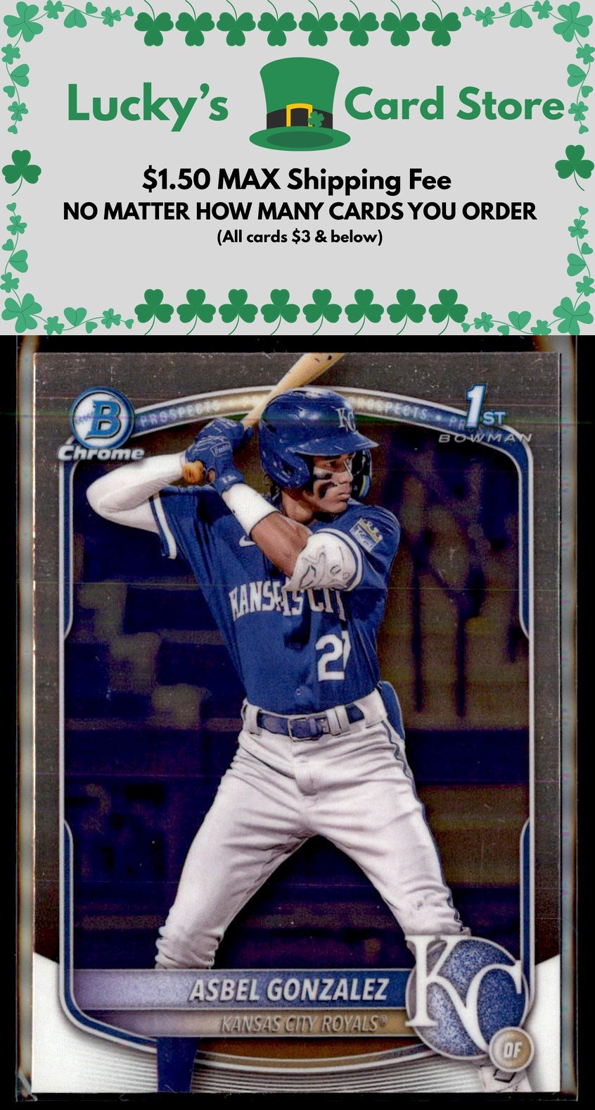 2025 Bowman #BCP-4 Asbel Gonzalez Chrome Prospects 1st Bowman