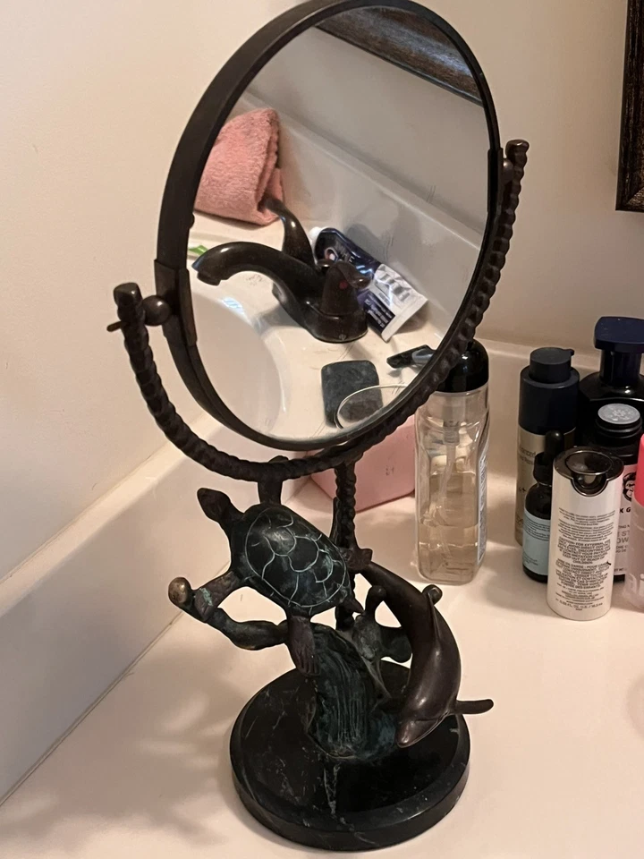 SPI Brass Dolphin & Turtle Mirror - Image 4 of 4