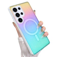 Heaofei S25 Ultra Case Glitter Clear Iridescent Rainbow Magnetic Magsafe