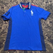 Polo Ralph Lauren Boys Blue Performance Stretch Mesh Polo Shirt Size XL Red