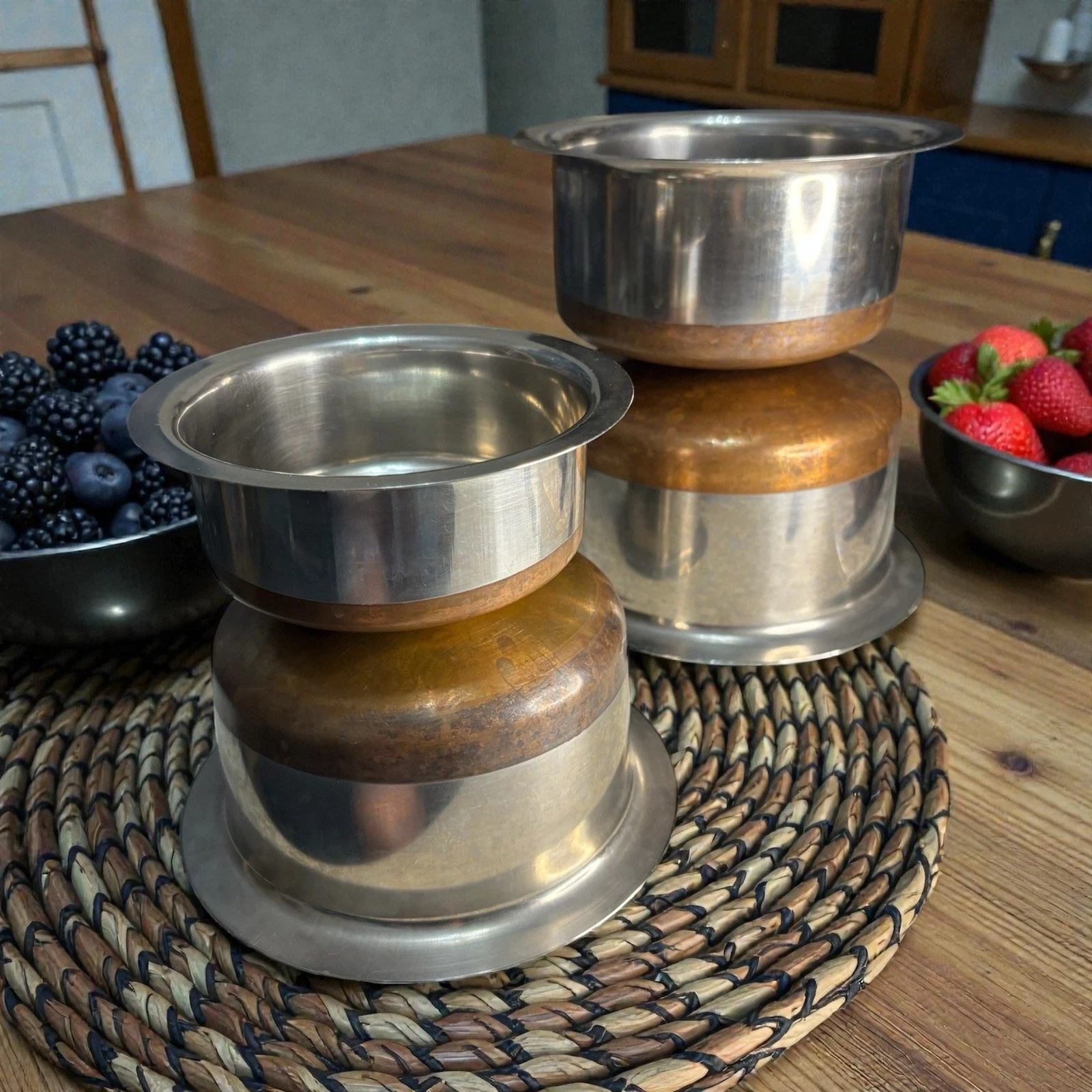 Set 4 Nesting Stainless Steel Copper Bottom Saucepan Utility Insert Pan Mixing
Opens in a new window