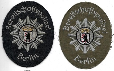 2 x Polizei BERLIN ca. 60er Jahre BEREITSCHAFTSPOLIZEI Patch Abzeichen BePo BFE