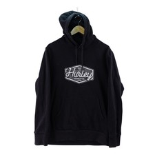 Hurley Mens Black Hoodie Surf Co Established 1999 Pullover Size M Y2K Boxy