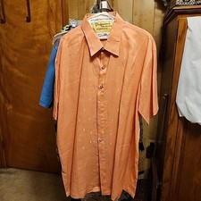 Barong Filipino Men's SS Shirt Size XL Melon Pink Embroidered Button Up Tagalog