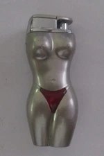 1 Vintage Butane Lighter Hot babe Red Bikini New old Stock Refillable 2004 Metal