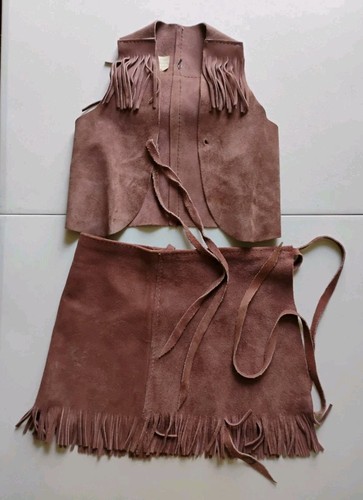 Plum Suede Leather Costume Western Cowboy Kids Youth Vest & Skirt