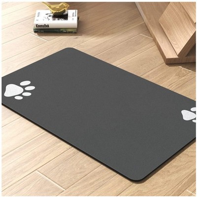 Waterproof Dog Food Mat - Quick Dry Pet Bowl Mat (Dark Grey)