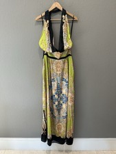 Guess Capucine Satin Feel Halter Neck Open Back Maxi Dress Sz M EUC