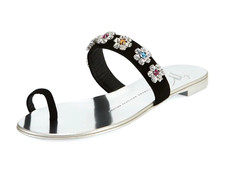 Giuseppe Zanotti Nuvorock Floral Slide Sandal Black Crystal Retail $650 NWT 37.5