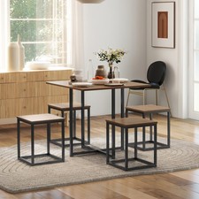 Compact 5pc Kitchen Dining Set Wood Bar Table Chair Home Space Saving Furniture