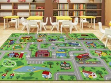 Kids Rug Educational Play Rug 6.6' x 9.8' Classroom Rug Traffic Road Kid Play...