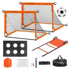 Kids Soccer Goals Set f/ Backyard Portable Training Equipment w/ Ball Pump Cones