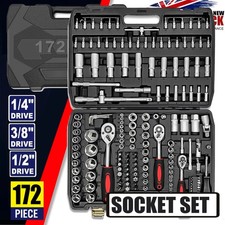 Professional 172Pcs Socket Set 1/2" 3/8" 1/4" Ratchet Spanners Large Tool Large