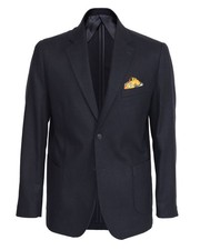 NWT EZZELINO BLAZER wool cotton Navy blue solid 2 button Italy 52 US 42