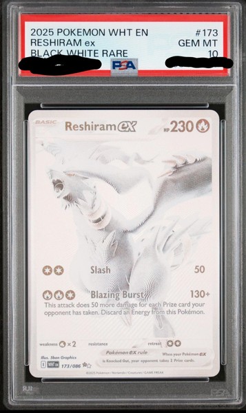 Pokemon Reshiram EX Wht En White Flare 173/086 Black White Rare PSA 10 Gem Mint