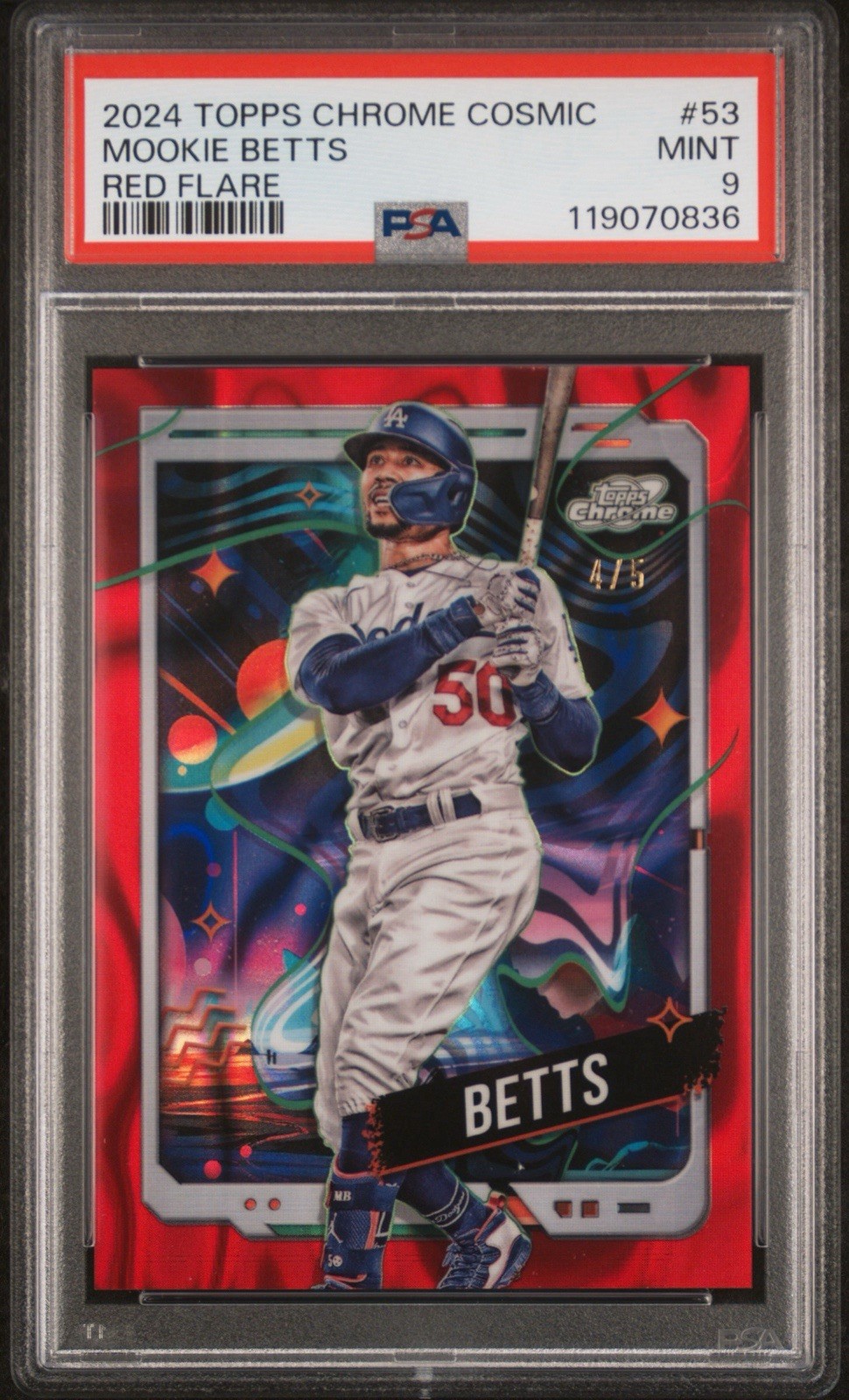 2024 Topps Cosmic Chrome - Mookie Betts #53 Red Flare Refractor /5