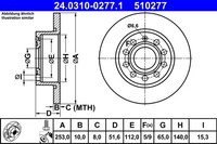 2Er Set Bremsscheiben Ate 24.0310-0277.1 Audi 1K0 615 601 Ab 1K0 615 601 K