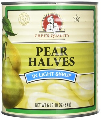 Chefs Quality Pear Halves In Light Syrup, 106 Ounce Medium